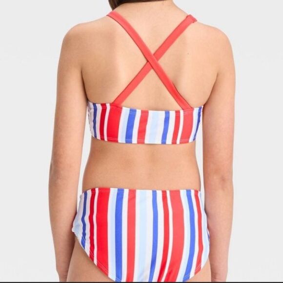 Girls' 2Pc Multi Striped Bikini Set XS 4/5 Cat & Jack - Picture 3 of 4